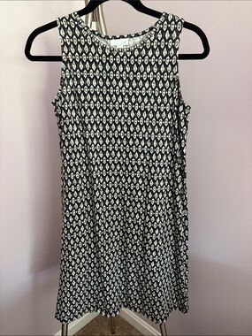 J. Jill Black & White Sleeveless Printed Shift Dress